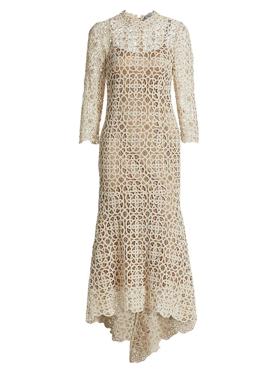 Womens Lace Crochet HIgh-Low Cocktail Dress Product Image