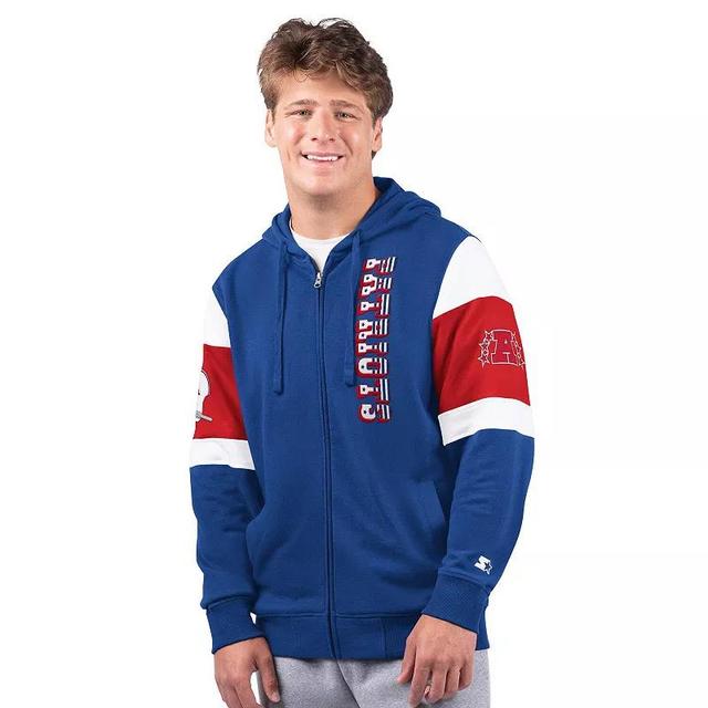 Mens Starter New England Patriots Extreme Vintage Logo Full-Zip Hoodie Blue Product Image