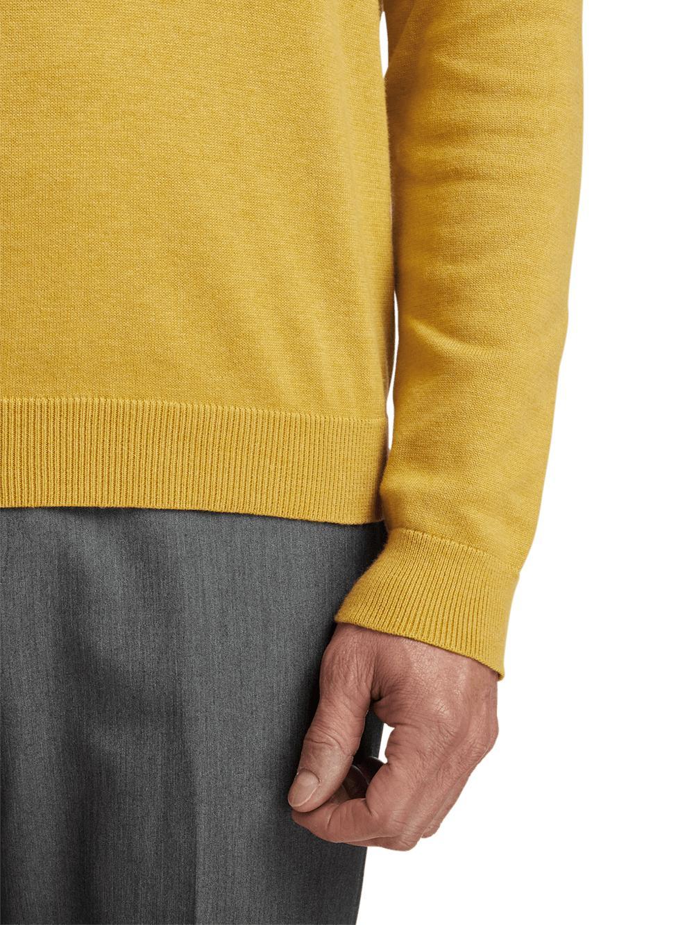 Supima Cotton Quarter Zip Mock Neck Sweater - Mustard Product Image