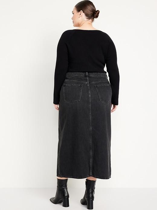 Mid-Rise Jean Maxi Skirt Product Image