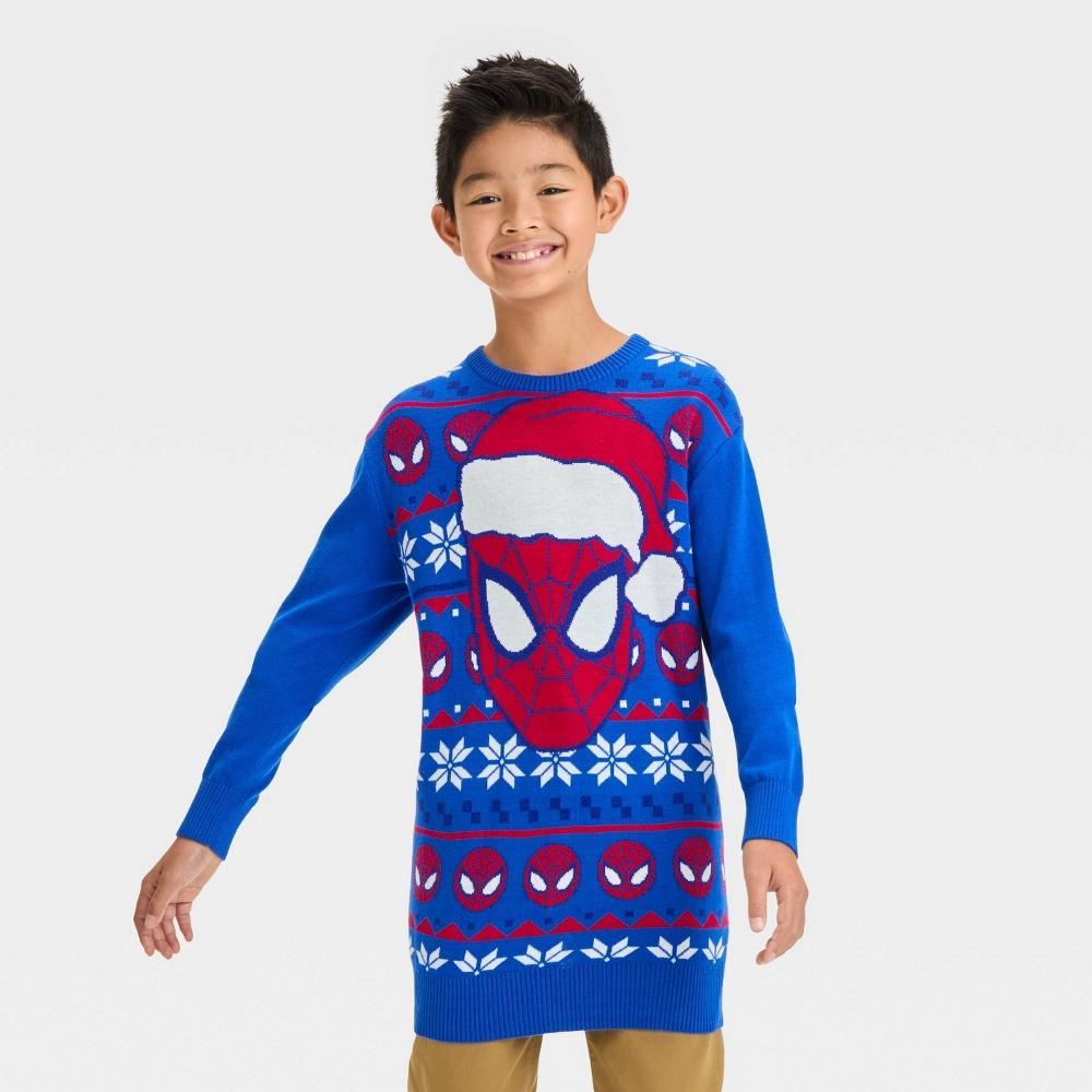 Boys' Marvel Spider-Man Snowflake Sweater - Royal Blue S Product Image