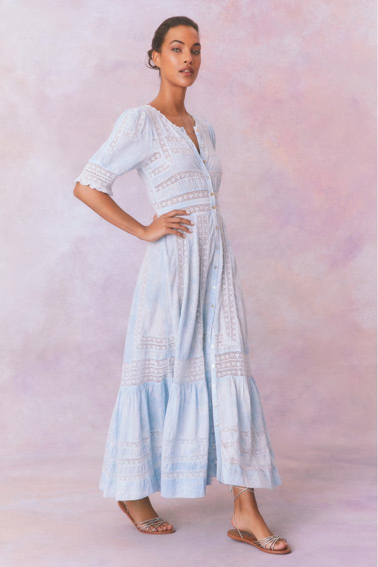 Minka Stripe Hand Dye Lace Maxi Dress Product Image