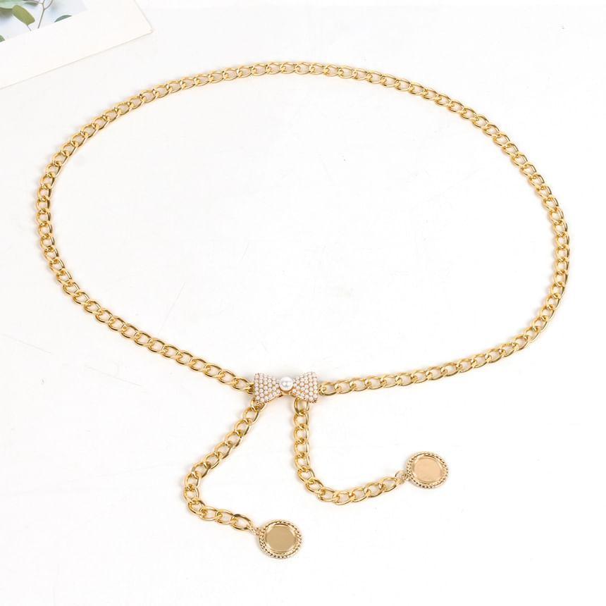 Bow Faux Pearl Alloy Waist Chain Product Image