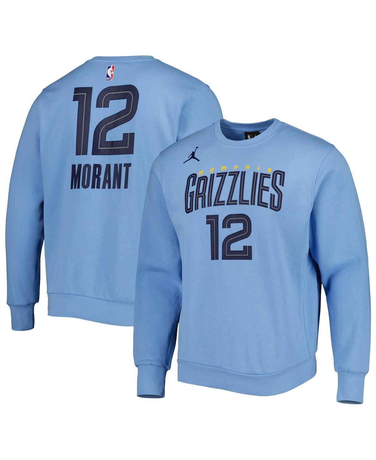 Mens Jordan Ja Morant Light Blue Memphis Grizzlies Statement Name and Number Pullover Sweatshirt Product Image