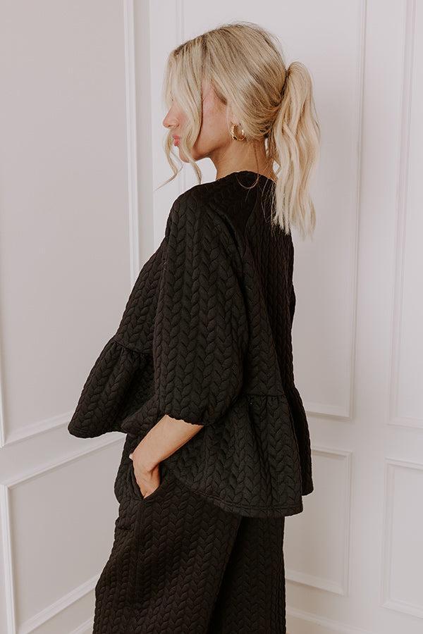 Chic A La Mode Knit Peplum Top in Black Product Image