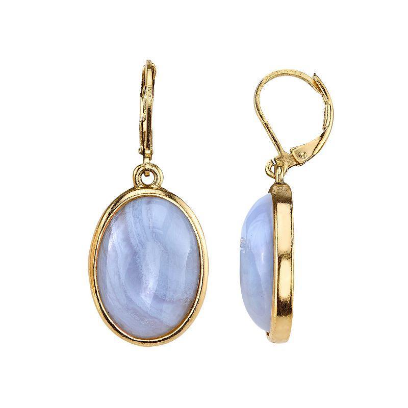 1928 Oval Cabochon Drop Earrings, Womens, Blue Product Image