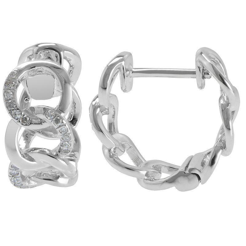 Luxle 14k White Gold 1/8 Carat T.W. Diamond Interlocking Circle Hoop Earrings, Womens Product Image