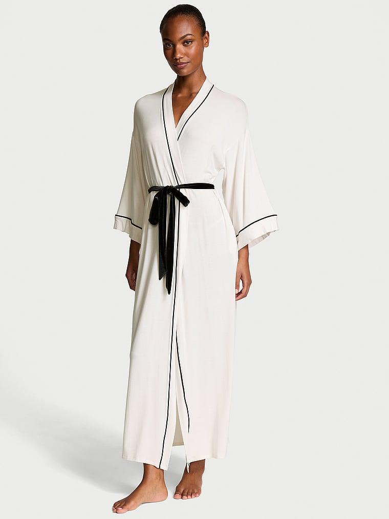 Modal Soft Velvet-Trim Maxi Robe Product Image