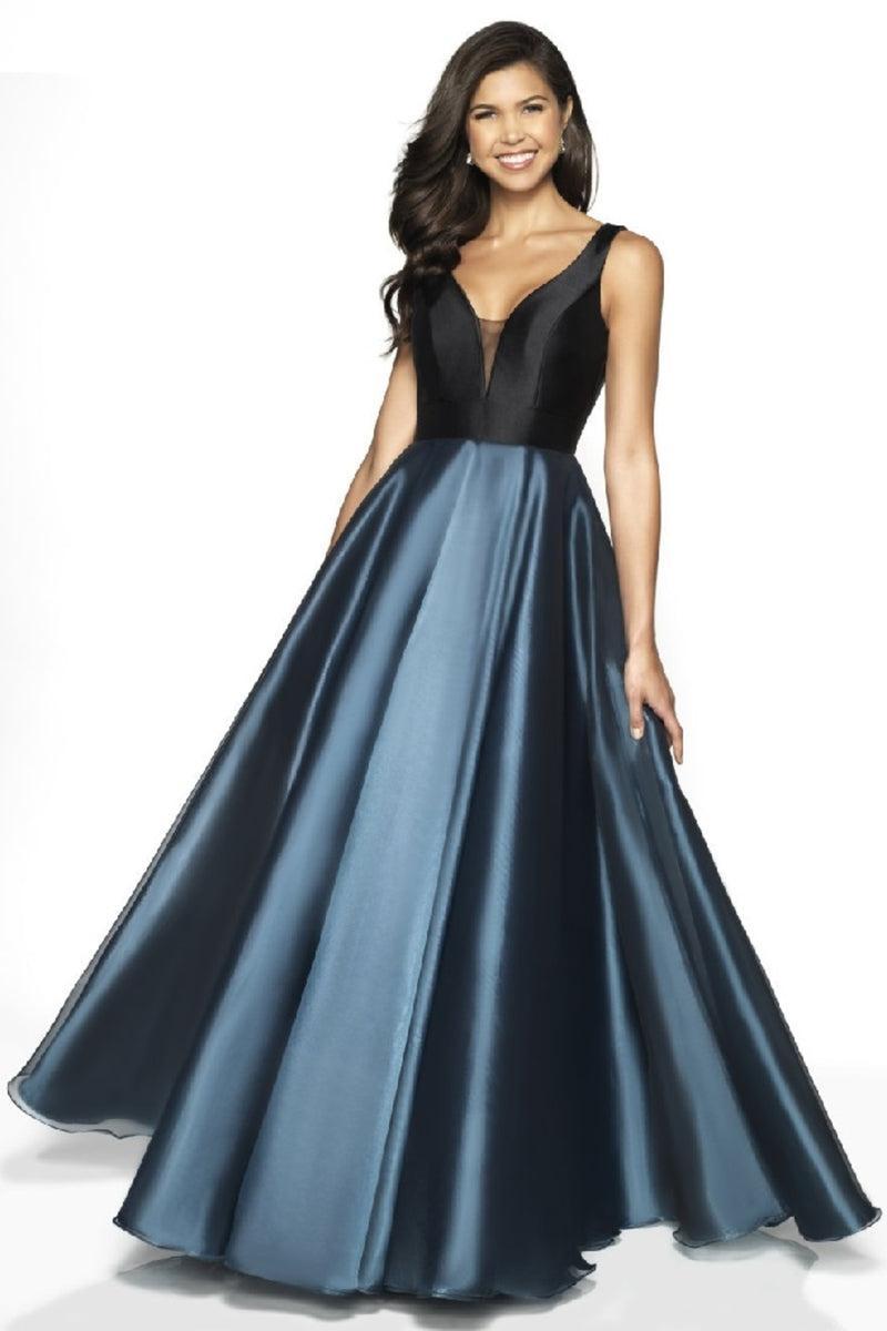 Metallic Midnight Teal & Black Formal Ballgown Product Image