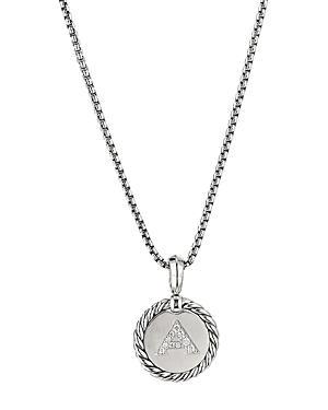 Womens M Initial Charm Necklace in Sterling Silver Product Image