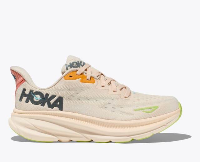 HOKA Womens Clifton 9 Shoes in Golden Lichen/Celery Root, Size 10 Product Image