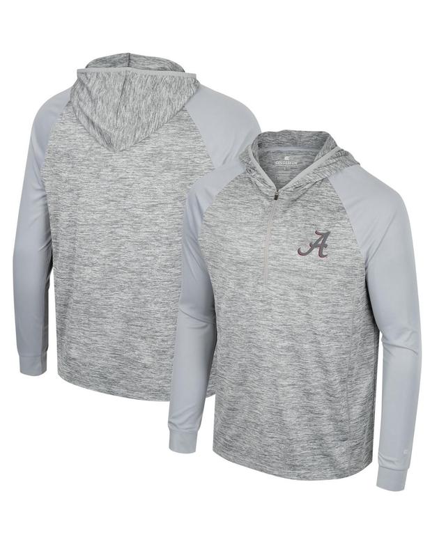 Mens Colosseum Gray Alabama Crimson Tide Cybernetic Raglan Quarter-Zip Hooded Top Product Image