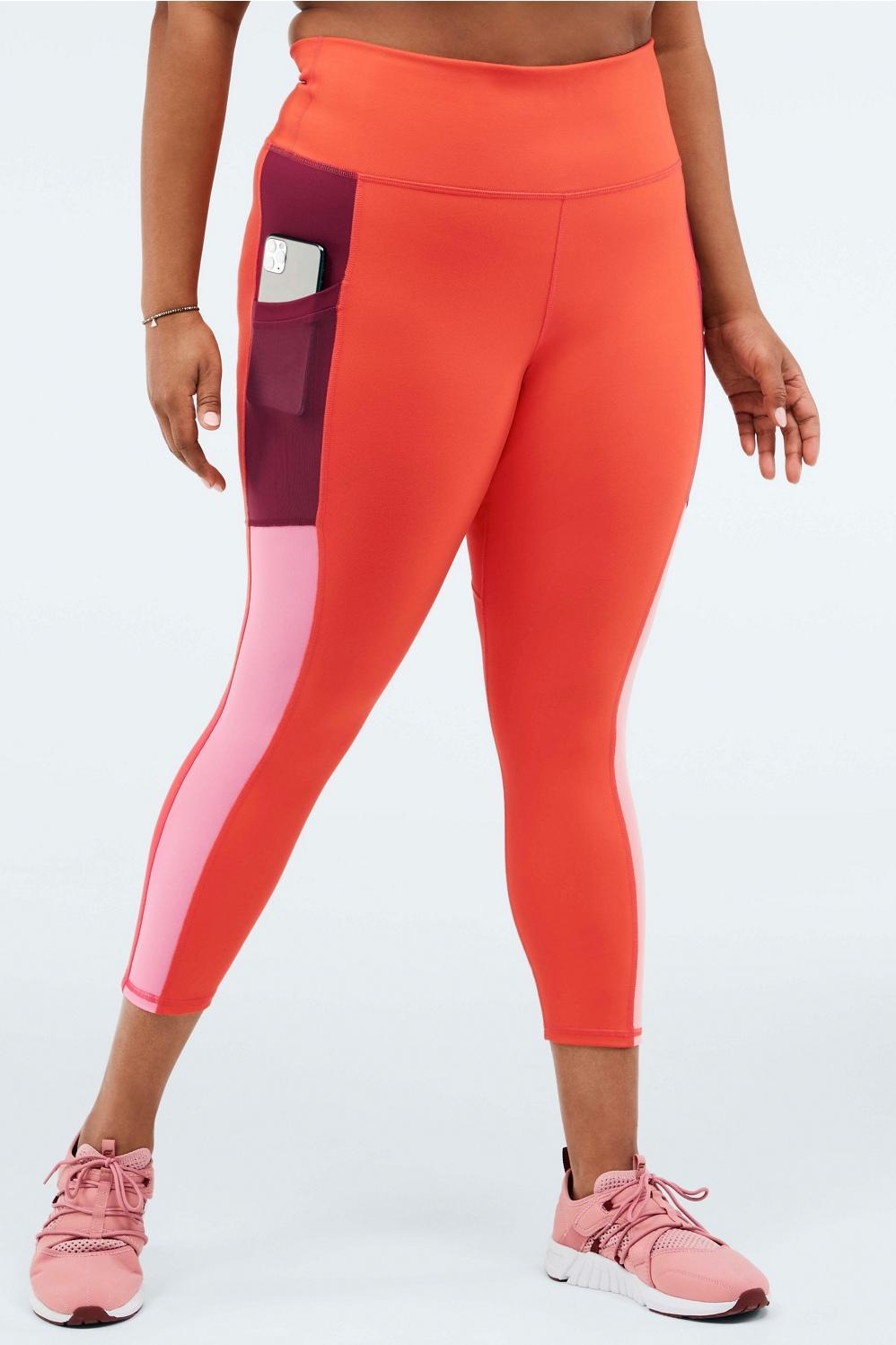 Fabletics On-the-Go Ultra High-Waisted 7/8 Legging Womens Bonfire/Sunset/Cherry Burst Size XS Product Image