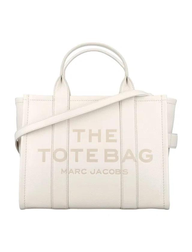 Women's The Leather Medium Tote Bag In Cotton Silver Product Image