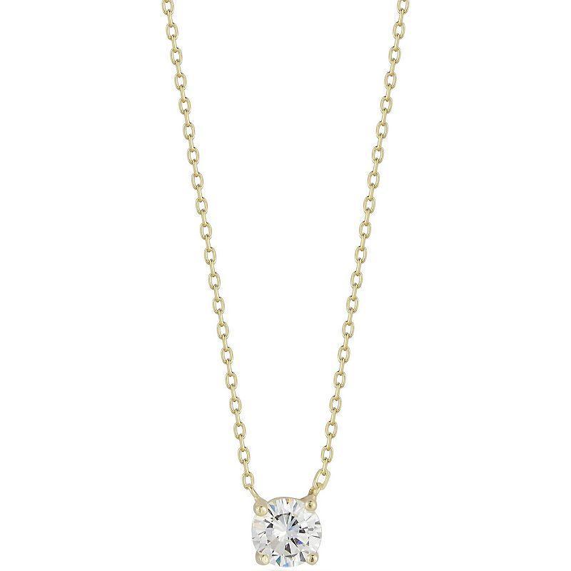 Sunkissed Sterling Cubic Zirconia Solitaire Necklace, Womens Gold Tone Product Image