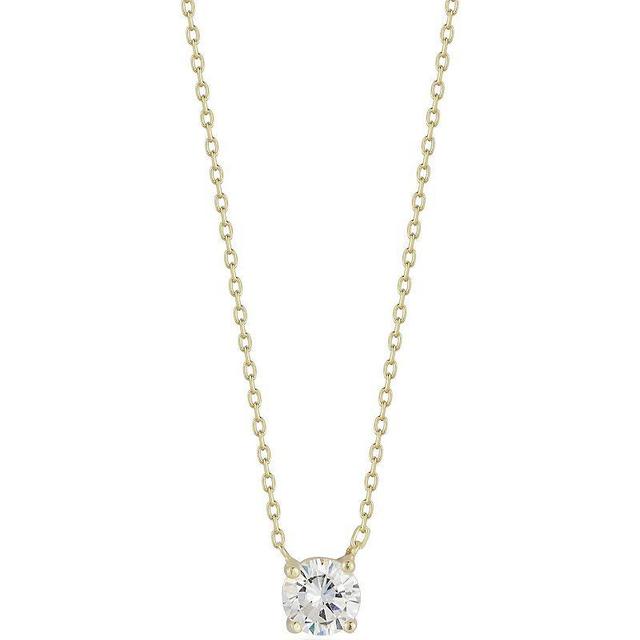 Sunkissed Sterling Cubic Zirconia Solitaire Necklace, Womens Gold Tone Product Image