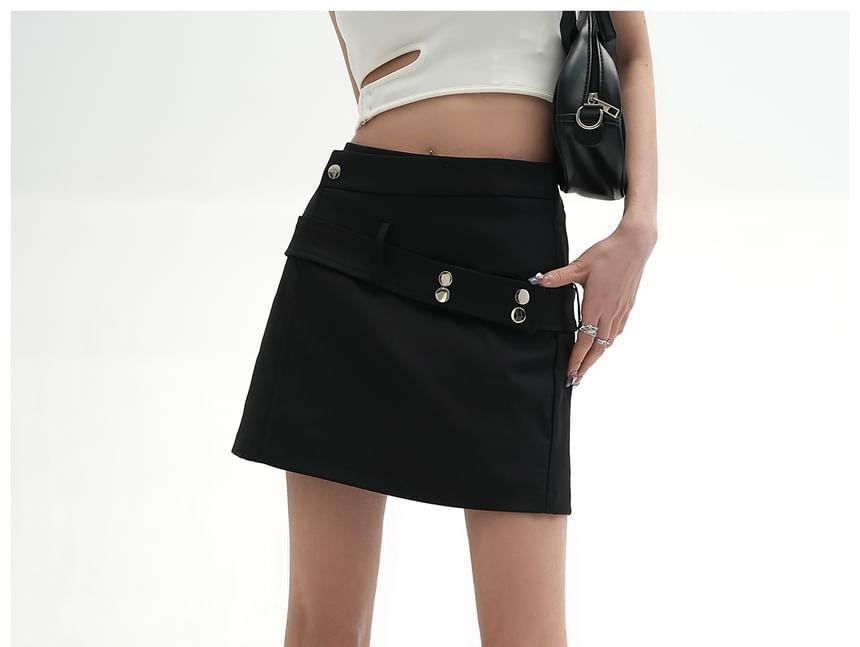 High Rise Plain Mini A-Line Skirt Product Image