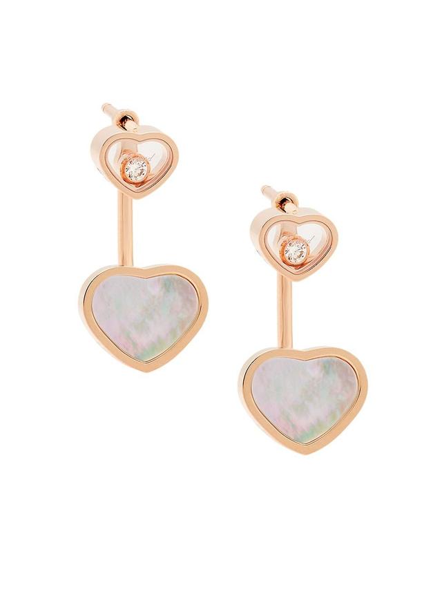 Happy Hearts 18K Rose Gold, Diamond & Mother-of-Pearl Earrings Product Image