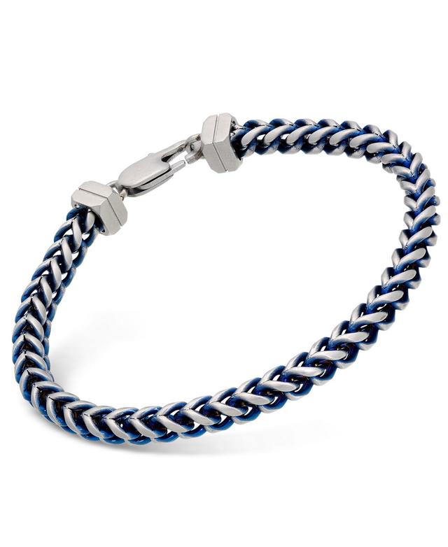 Esquire Mens Jewelry Link Chain Bracelet in Stainless Steel and Blue Ion-Plating, Created for Macys Product Image