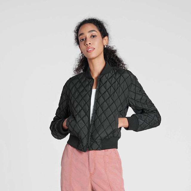 Womens Quilted Bomber Jacket - Wild Fable Black XXL Product Image