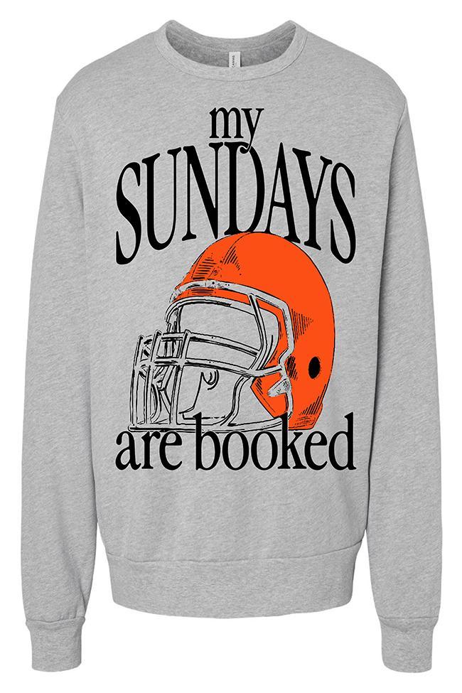 My Sundays Are Booked Orange Light Grey Oversized Graphic Sweatshirt Product Image