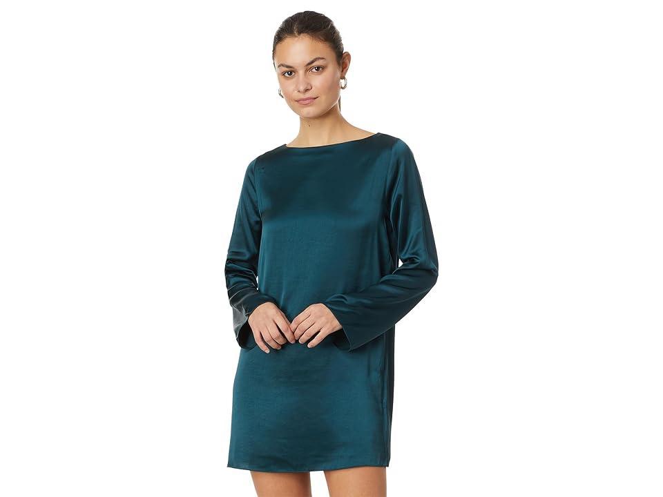 Madewell Satin Shift Mini Dress (Smokey Spruce) Women's Dress Product Image