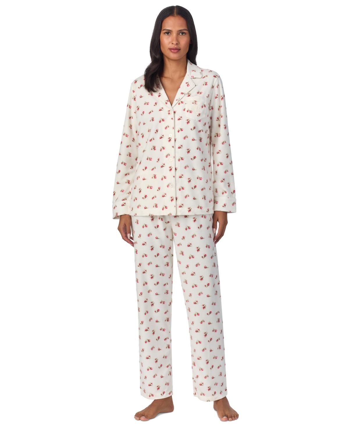 Lauren Ralph Lauren Womens Printed Notched-Collar Pajama Set Product Image