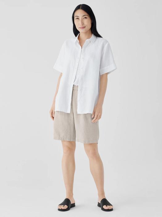 Organic Linen Classic Collar Short-Sleeve Shirt Product Image