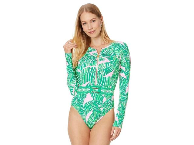 Lilly Pulitzer Toretta Rashguard (Conch Shell Pink Lets Go Bananas Engineered) Women's Swimwear Product Image