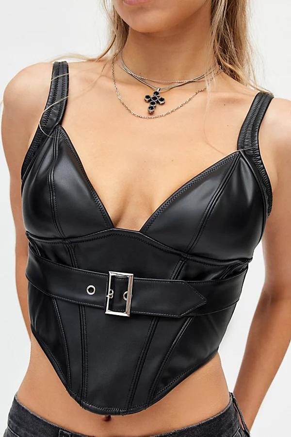 Out From Under Blaze Faux Leather Belted Corset Top Womens at Urban Outfitters Product Image