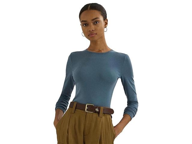 LAUREN Ralph Lauren Cotton Blend Long Sleeve Top Dusk) Women's Clothing Product Image