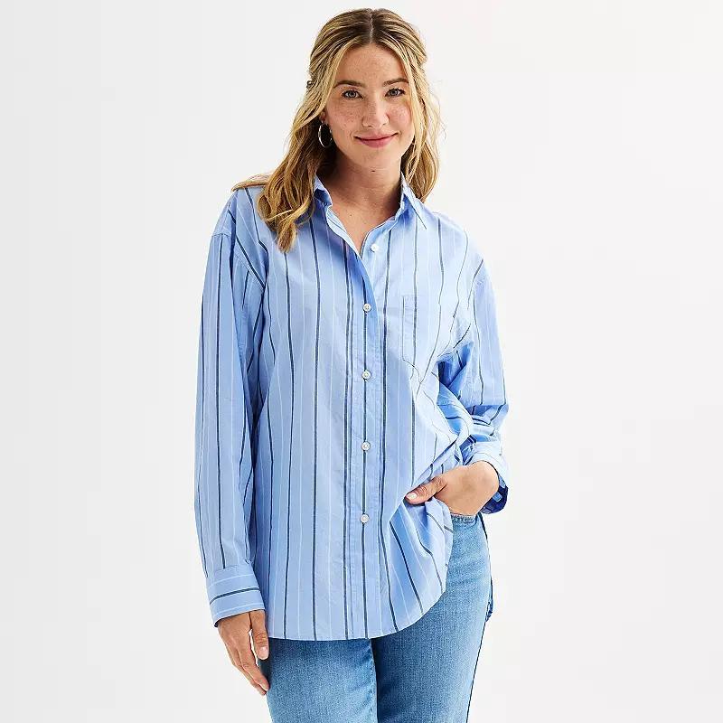 Petite Sonoma Goods For Life Oversized Boyfriend Shirt, Womens Product Image