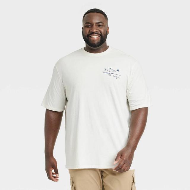 Mens Big & Tall Short Sleeve Crewneck Graphic T-Shirt - Goodfellow & Co Ivory 3XL Product Image