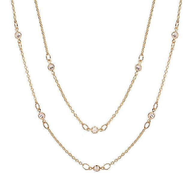 LC Lauren Conrad Two Row Station Stone Short Necklace, Womens, Gold Tone Product Image