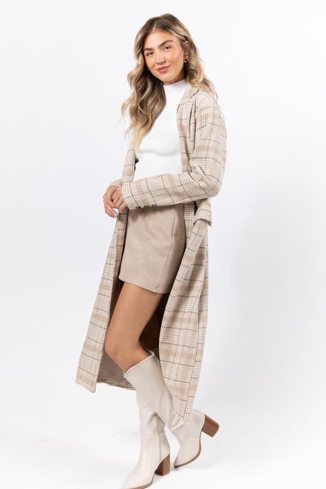 Chill Out Tan Plaid Coat Product Image