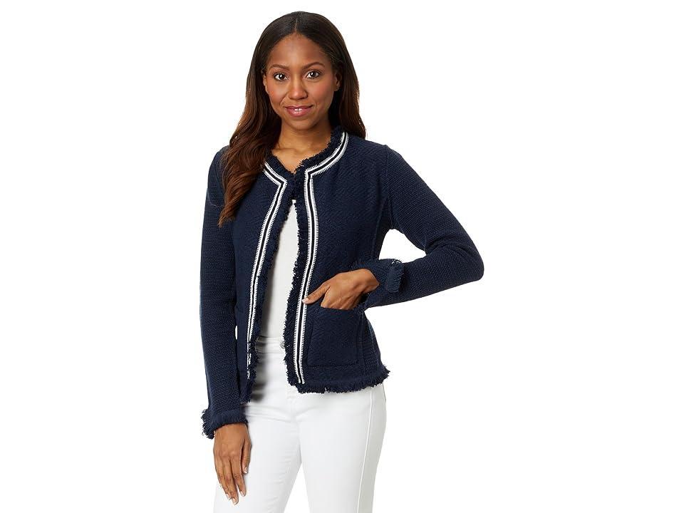 NIC+ZOE Ribbon Trim Fringe Mix Knit Jacket Product Image