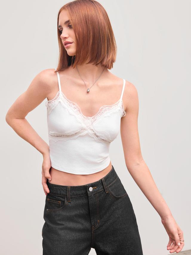 Lace V-neck Solid Cami Top Product Image