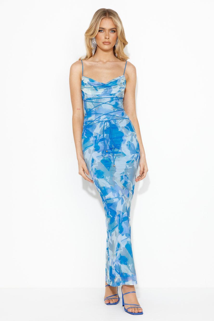 Best Of Her Mesh Maxi Dress Blue Product Image