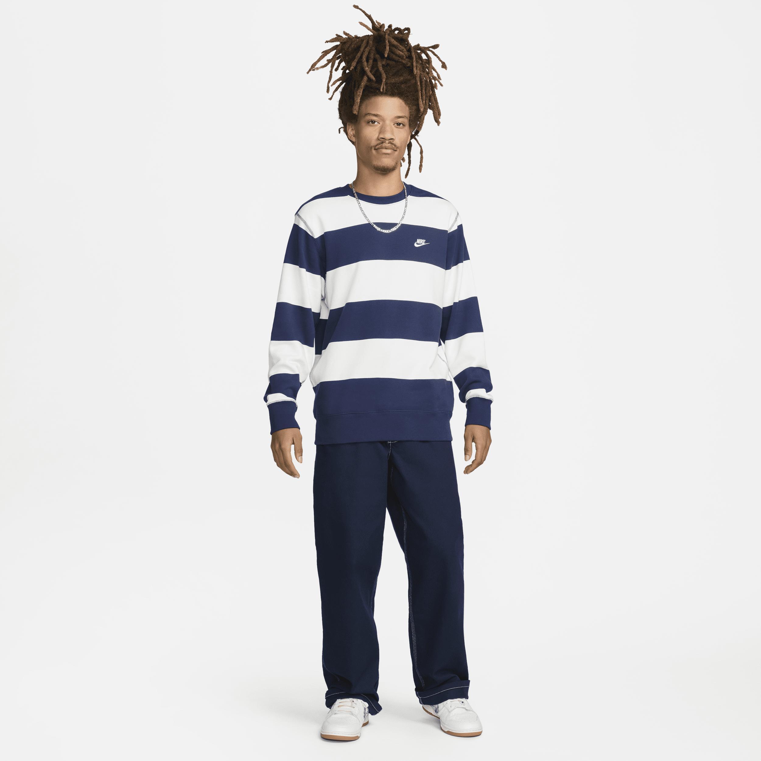 Nike Mens Club Fleece Striped Heavyweight French Terry Crew Product Image