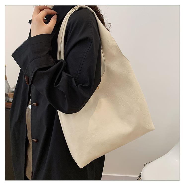 Plain Faux Leather Tote Bag Product Image