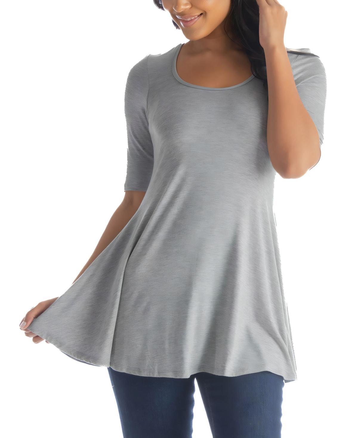 24seven Comfort Apparel Womens Elbow Sleeve Swing Tunic Top Product Image