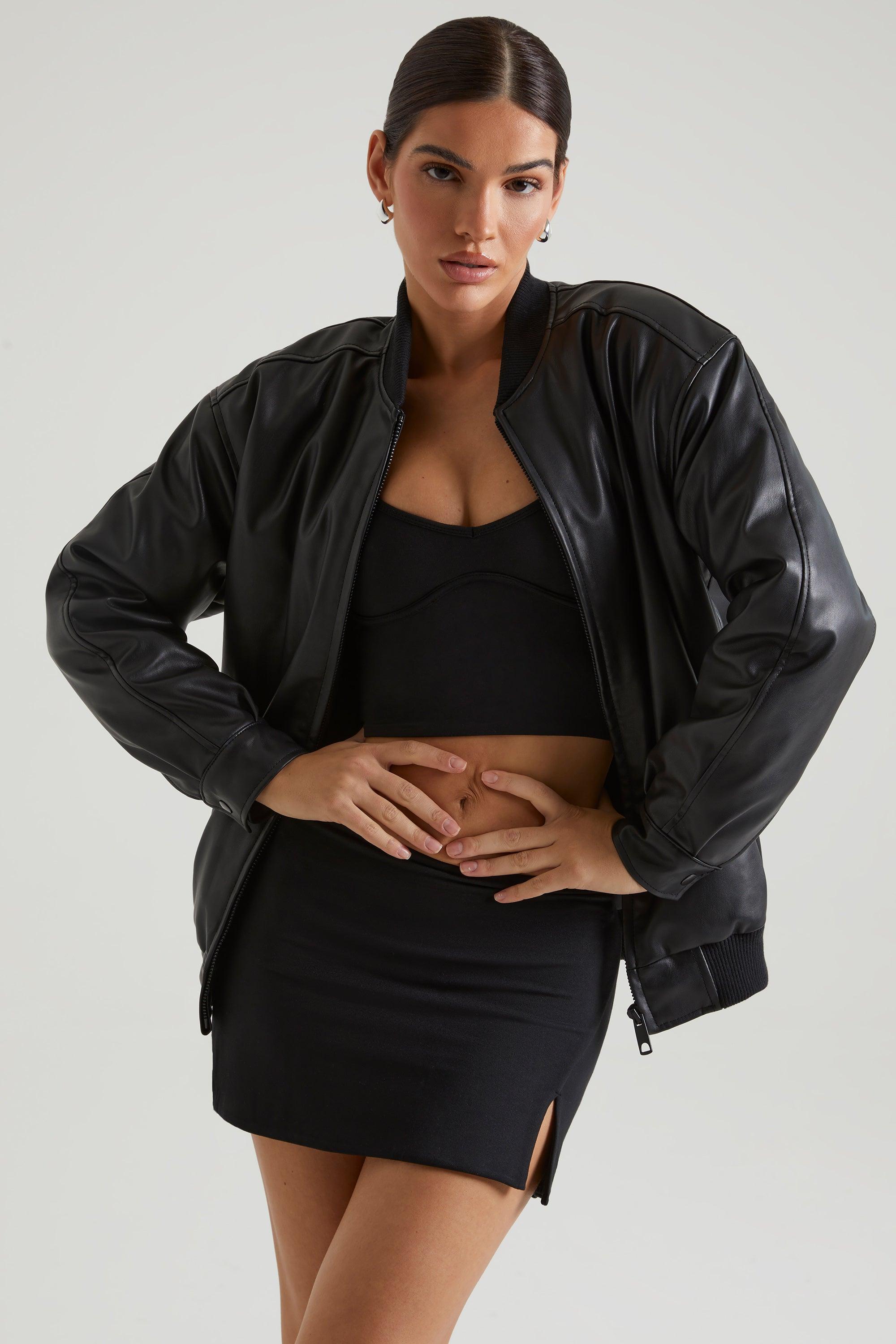 Faux Leather Jacket in Black Product Image