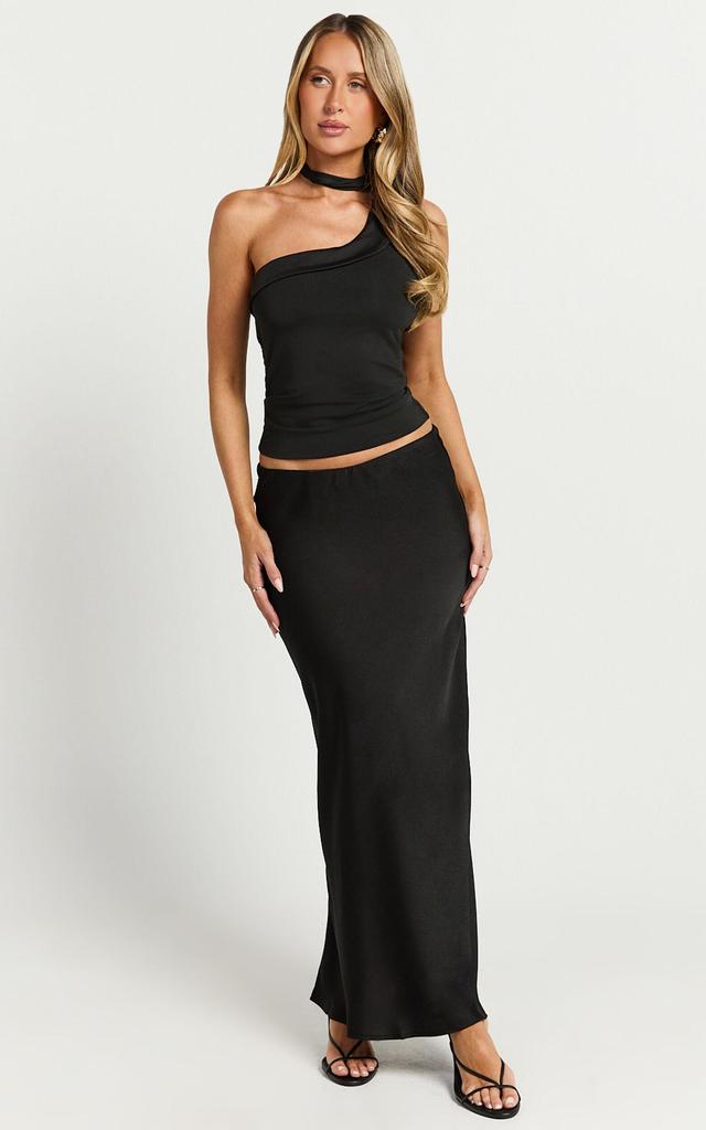 Augustine Maxi Skirt - Low Waisted Bias Cut Skirt in Black Product Image