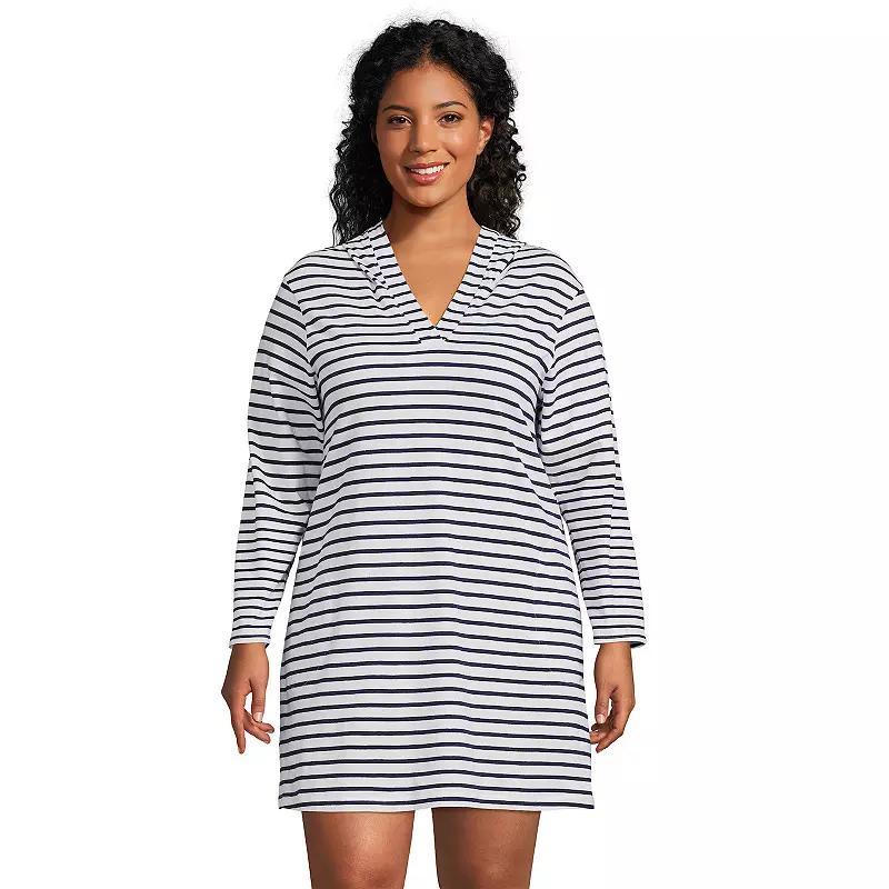 Plus Size Lands End Hooded Swim Cover-Up Dress, Womens Product Image