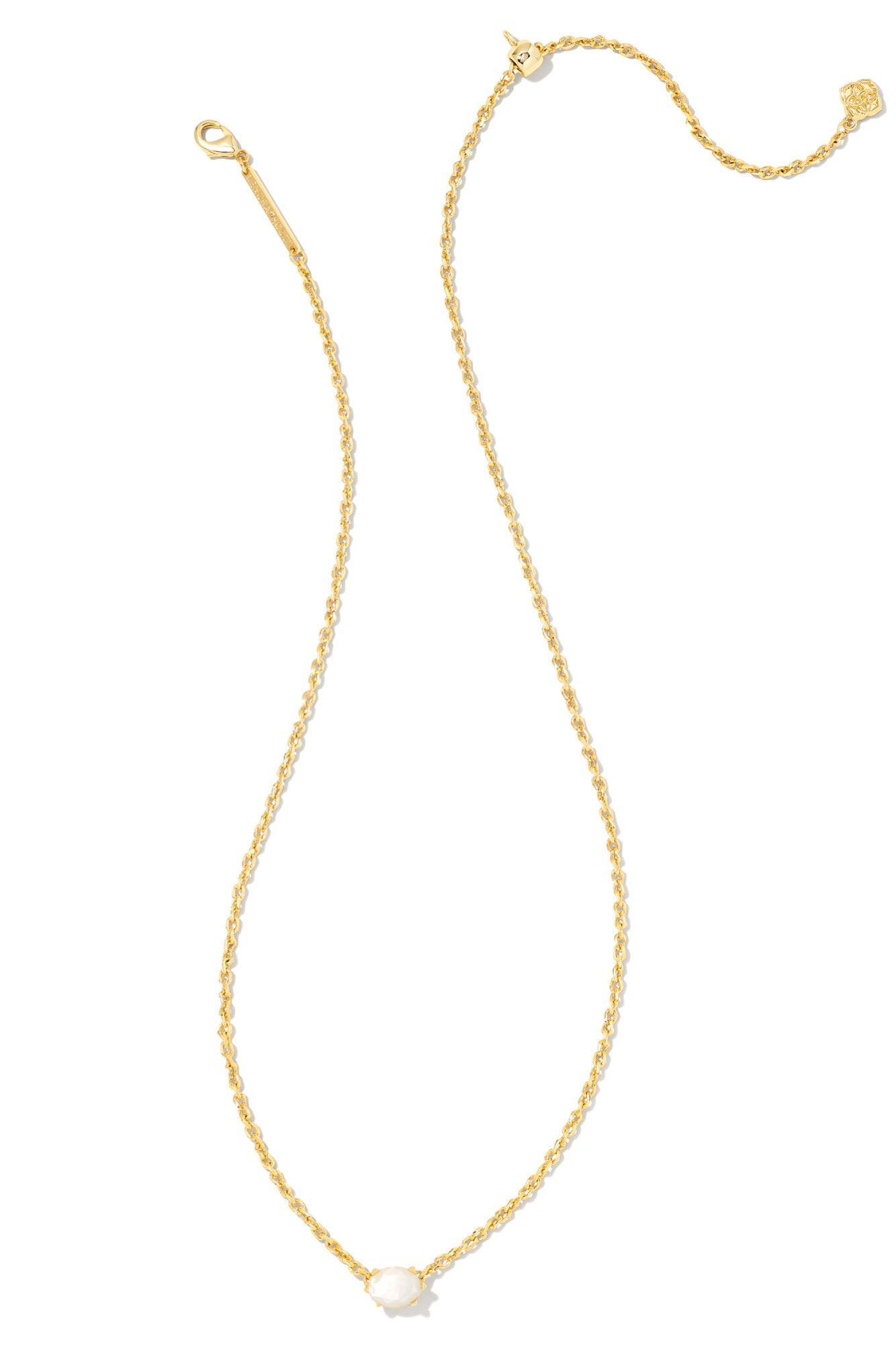 KENDRA SCOTT Cailin Crystal Pendant Necklace Gold Ivory Mother Of Pearl Product Image