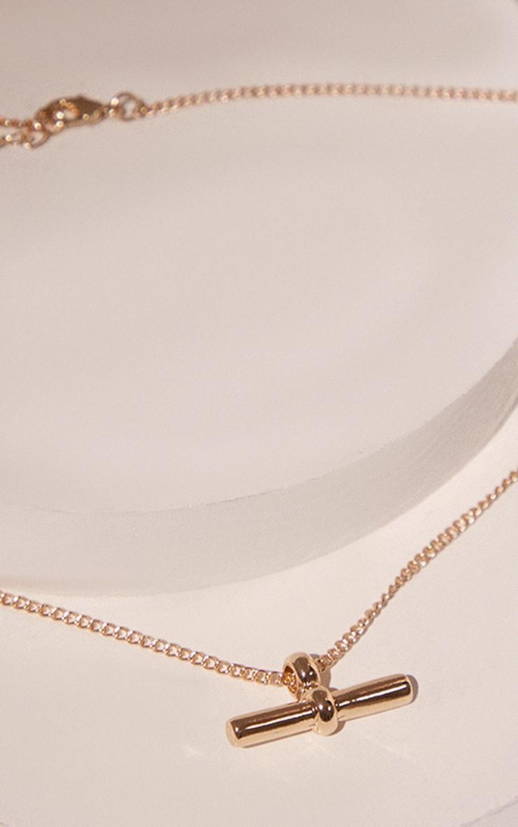 Gold Simple Thick T Bar Necklace Product Image