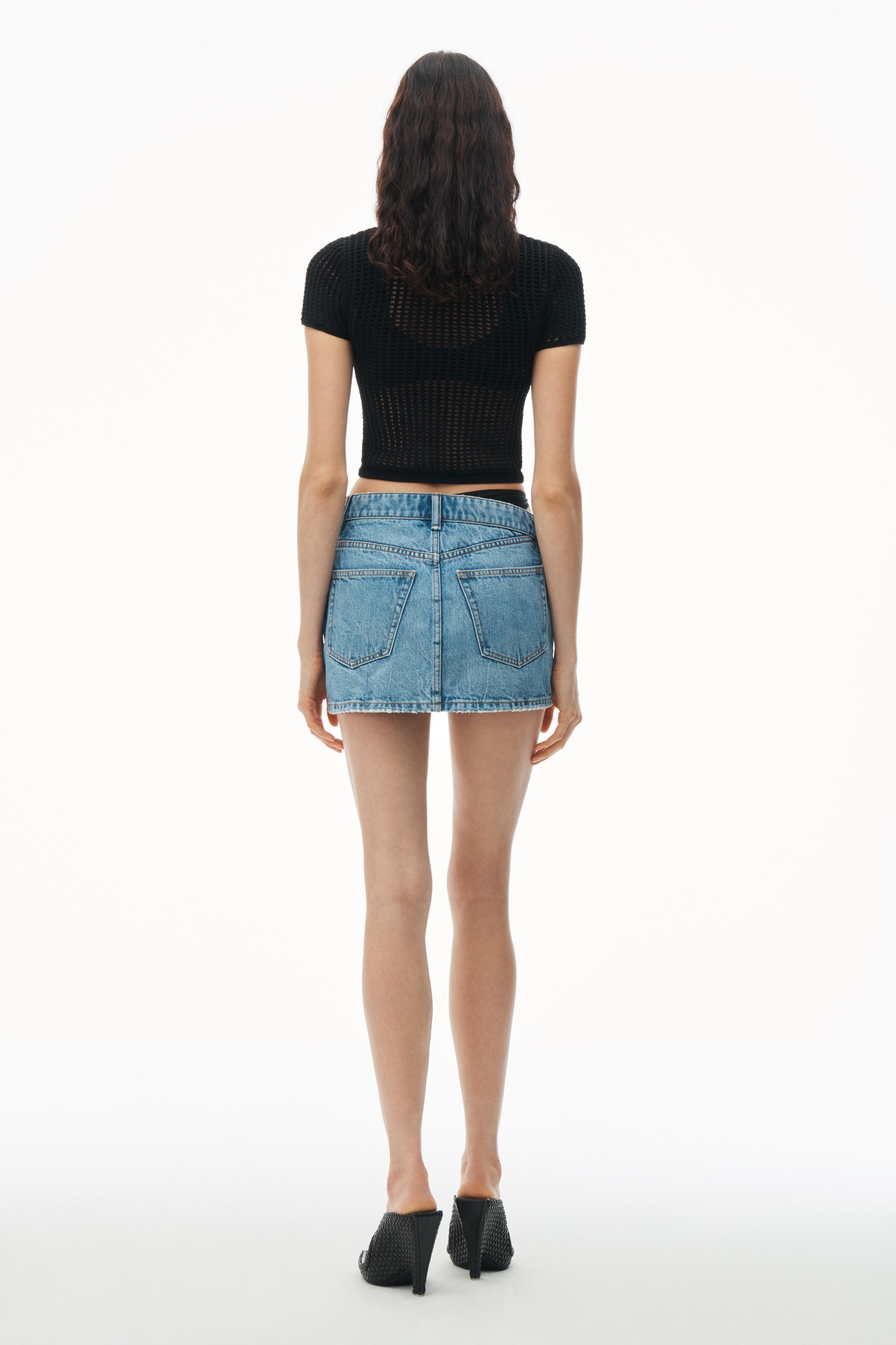 Asymmetric Bikini Layer Mini Skirt In Denim Product Image