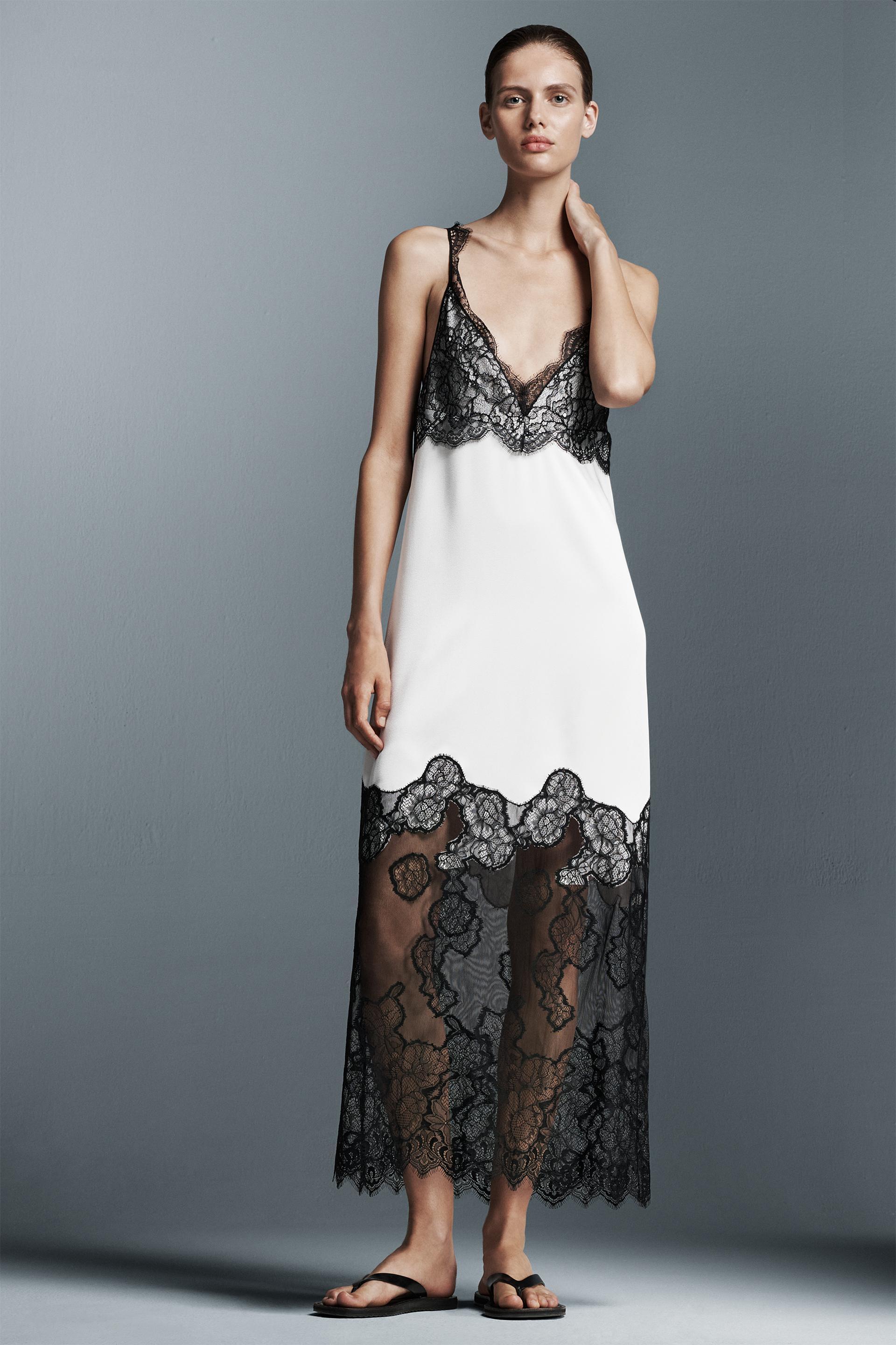 LACE SATIN EFFECT DRESS ZW COLLECTION Product Image