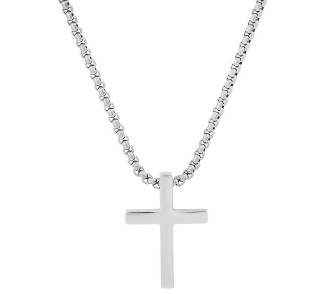 Steeltime Mens Polished Cross Pendant Necklace, 24 Product Image