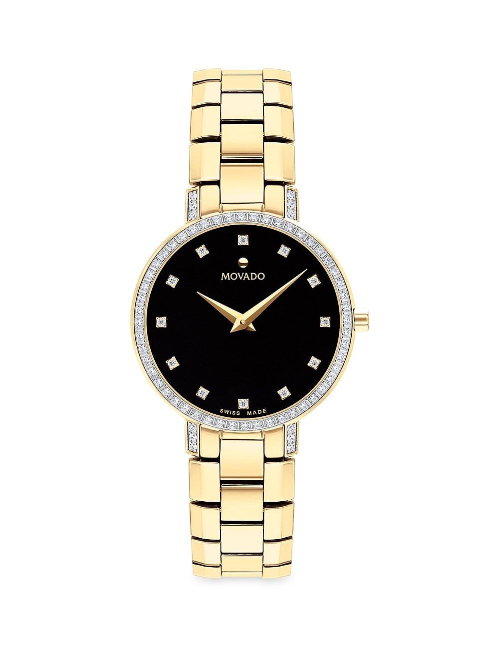 Mens Faceto Gold-Plated Diamond Watch Product Image